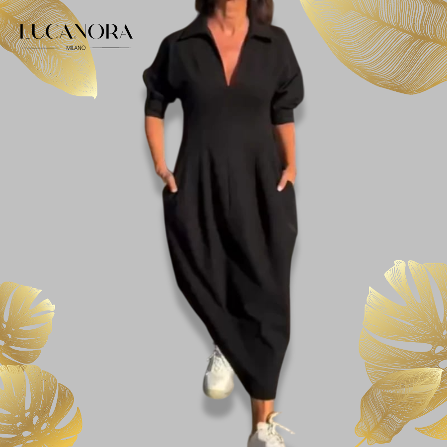 Zarina Sassano™ Abito midi con scollo a V