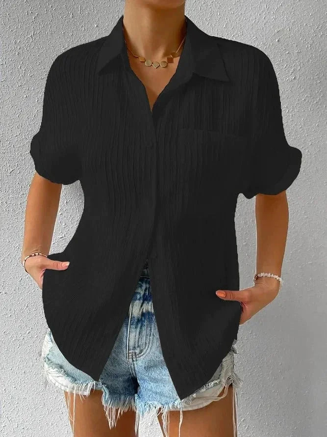 Zenobia Torti™ Camicetta casual ampia con colletto abbottonato